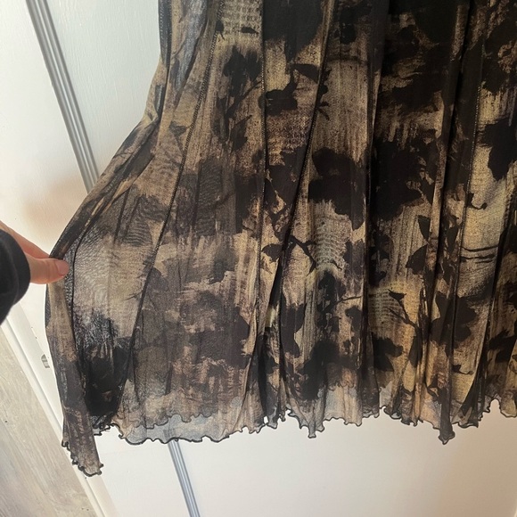 black cream mesh stretch drop waist dress moody floral whimsigoth goth Sz S - Picture 3 of 15